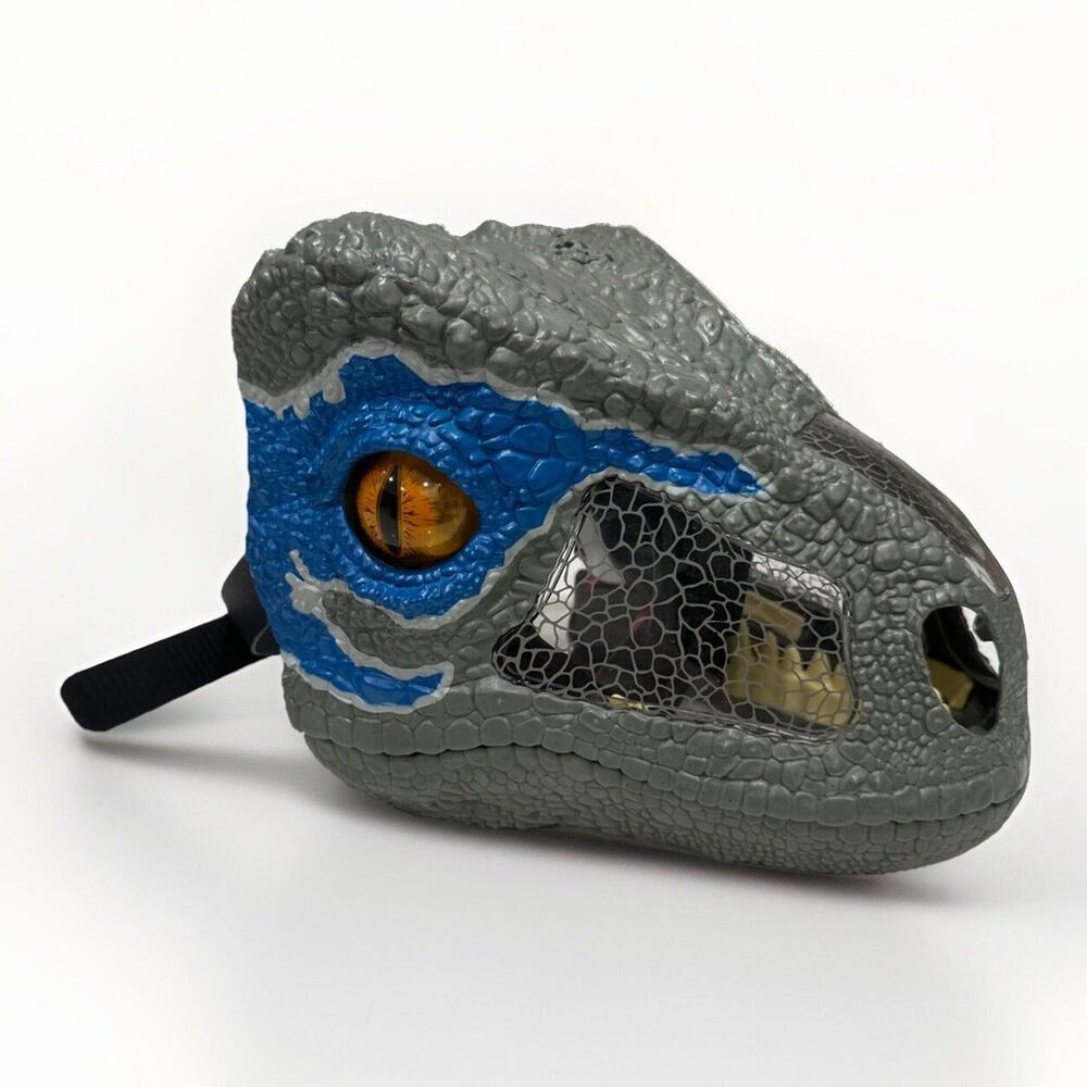 Jurassic World Chomp N Roar Velociraptor Blue Dinosaur Halloween Mask W/new Batt